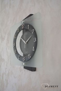 Nowoczesny zegar ścienny w kwadratowej obudowie ze szkłem NS20133.1. Nowoczesny zegar na ścianę w szklanej obudowie. Zegar ścienny na ścianę to świetny dodatek pasujący do każdeym sekundnikie (1).JPG
