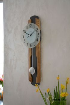 Nowoczesny zegar ścienny wiszący kwarcowy drewno i szkło NS21001.1. Zegar ścienny wiszący długi. Zegar ścienny z płynącym sekundnikiem, zegar jest cichy i nie tyka. Zegar ścienny do pokoju każdego wn (10).JPG
