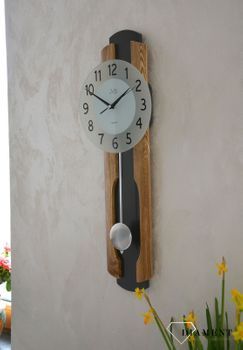 Nowoczesny zegar ścienny wiszący kwarcowy drewno i szkło NS21001.1. Zegar ścienny wiszący długi. Zegar ścienny z płynącym sekundnikiem, zegar jest cichy i nie tyka. Zegar ścienny do pokoju każdego wn (11).JPG