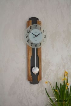 Nowoczesny zegar ścienny wiszący kwarcowy drewno i szkło NS21001.1. Zegar ścienny wiszący długi. Zegar ścienny z płynącym sekundnikiem, zegar jest cichy i nie tyka. Zegar ścienny do pokoju każdego wn (13).JPG