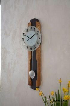 Nowoczesny zegar ścienny wiszący kwarcowy drewno i szkło NS21001.1. Zegar ścienny wiszący długi. Zegar ścienny z płynącym sekundnikiem, zegar jest cichy i nie tyka. Zegar ścienny do pokoju każdego wn (9).JPG