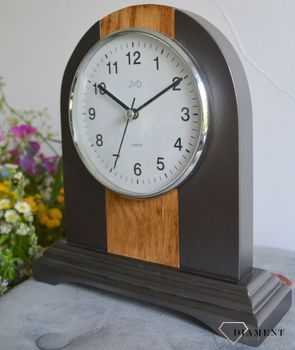 Zegar kominkowy drewniany JVD NS21020.2 to zegar kominkowy wykonany z drewna w kolorze antracytu i dębu. Piękny zegar do stylowego wnętrza. Zegar kominkowy z cichym mechanizmem (2).JPG