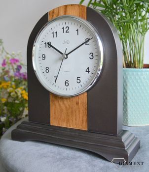 Zegar kominkowy drewniany JVD NS21020.2 to zegar kominkowy wykonany z drewna w kolorze antracytu i dębu. Piękny zegar do stylowego wnętrza. Zegar kominkowy z cichym mechanizmem (5).JPG