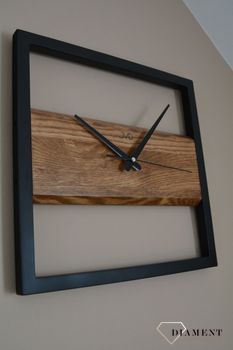 Zegar ścienny styl loftowy Drewno i czarny metal NS22010 (2).JPG