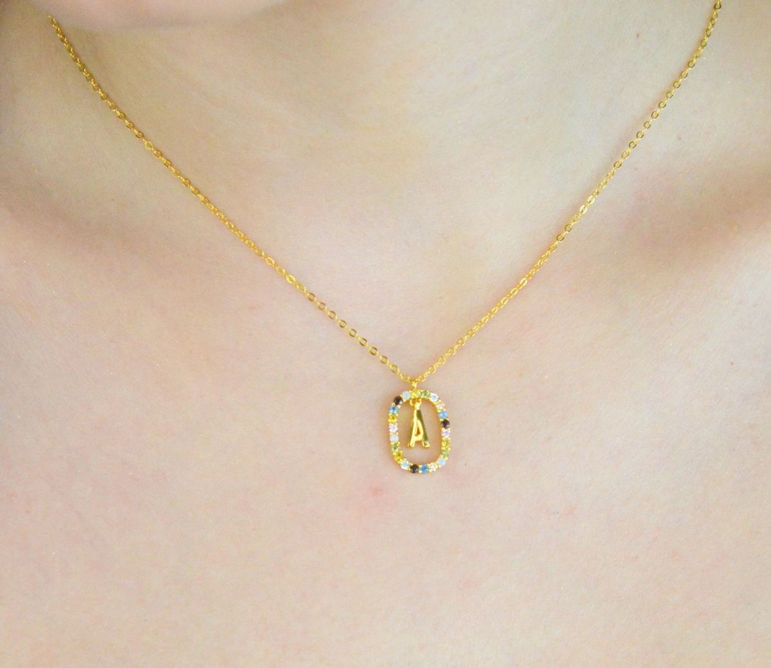 Naszyjnik srebrny damski NSP6471-AZ – ankier z zawieszką i literką A, próba 925 💎.jpg