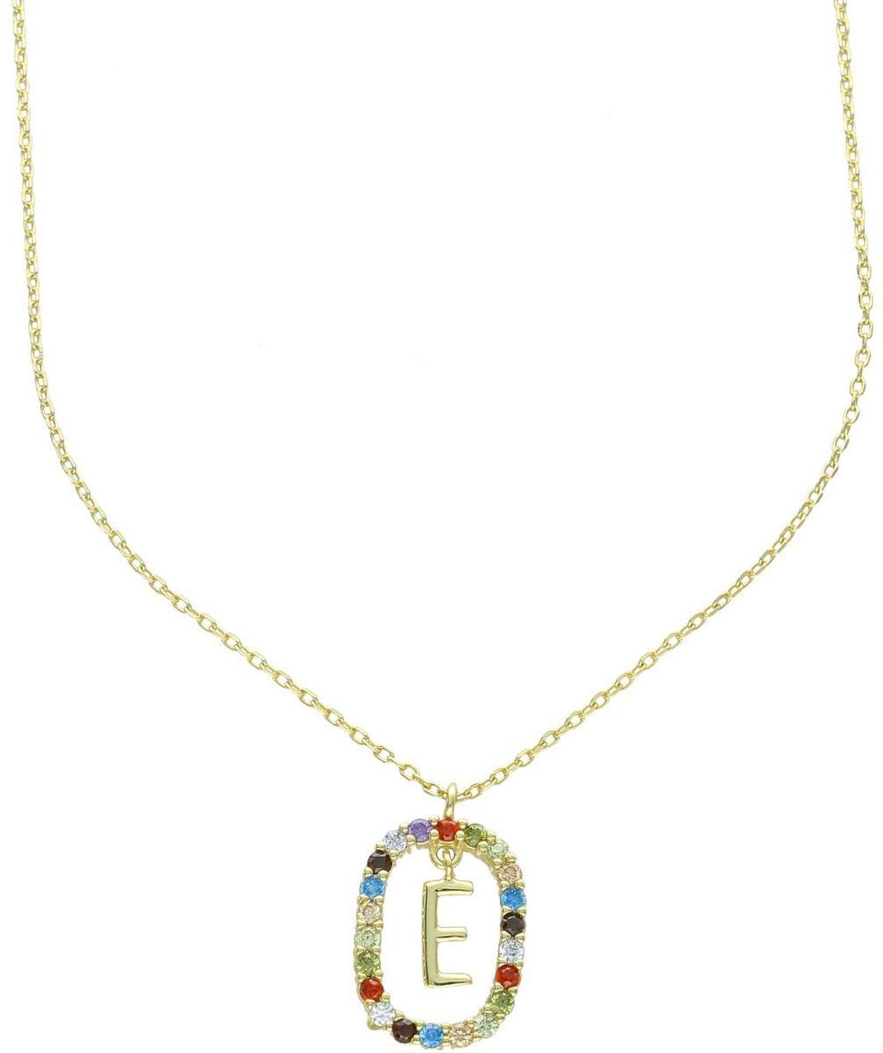 Naszyjnik srebrny pozłacany NSP6471-EZ – ankier z zawieszką i literką E, próba 925 💎 E.jpg