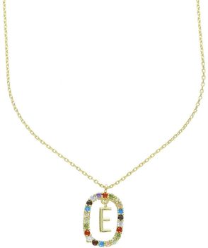 Naszyjnik srebrny pozłacany NSP6471-EZ – ankier z zawieszką i literką E, próba 925 💎 literka e.jpg