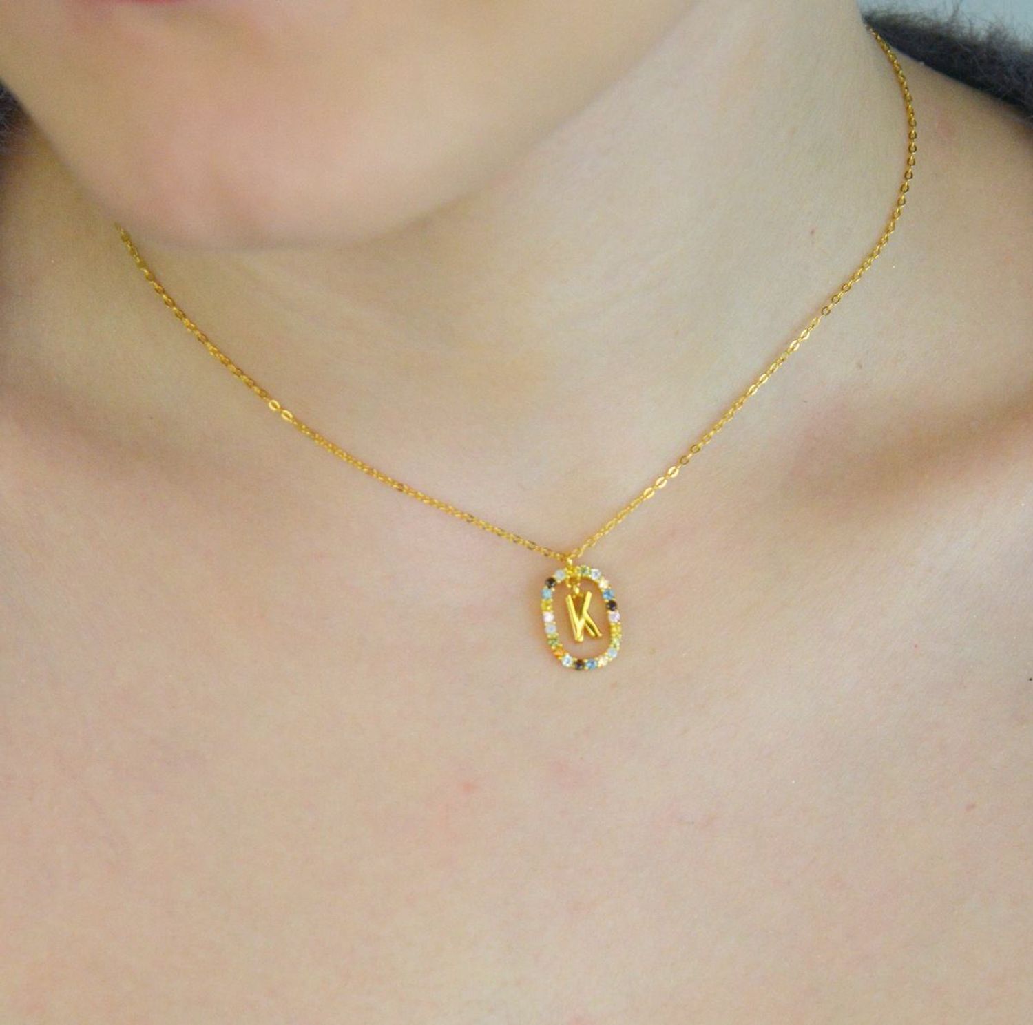 Naszyjnik srebrny damski NSP6471-KZ – ankier z zawieszką i literką K, próba 925 💎.jpg