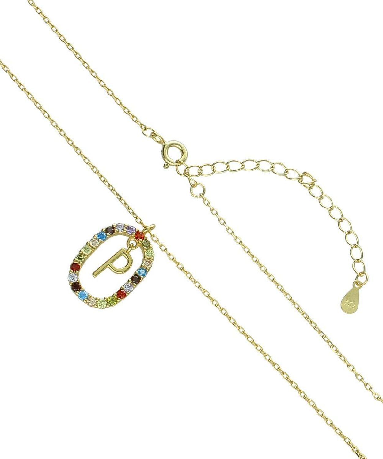 Naszyjnik srebrny pozłacany NSP6471-PZ – ankier z zawieszką i literką P, próba 925 P.jpg