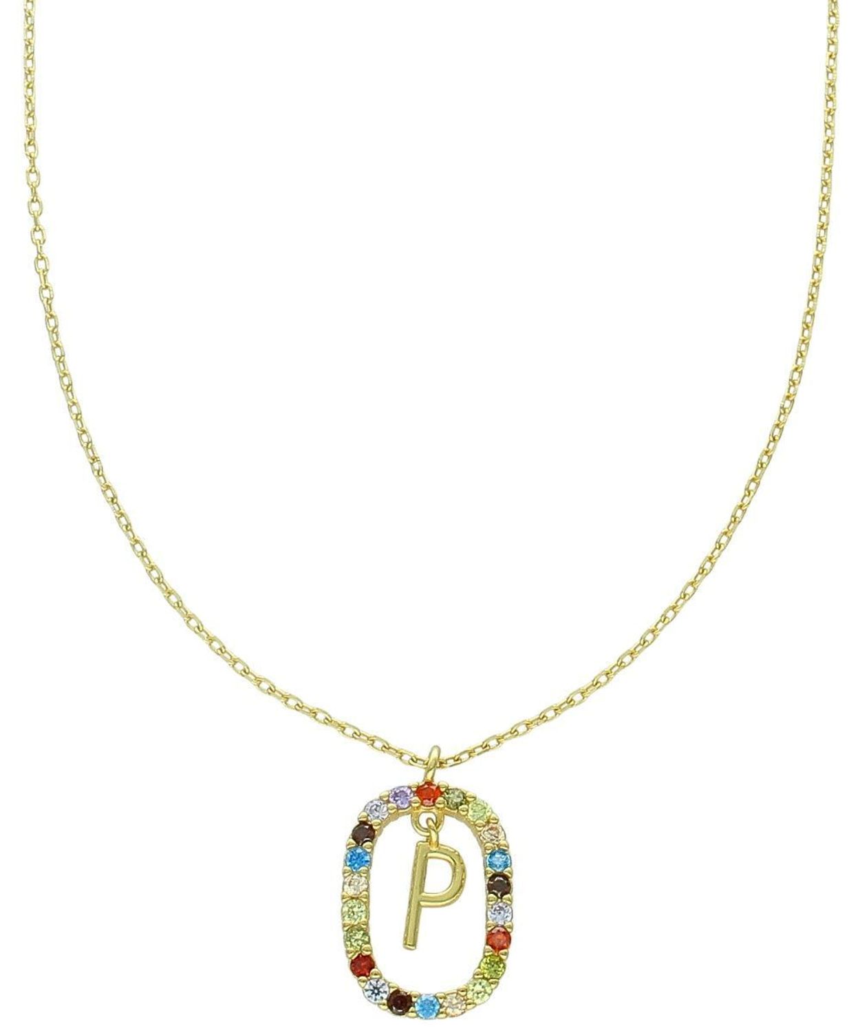 Naszyjnik srebrny pozłacany NSP6471-PZ – ankier z zawieszką i literką P, próba 925 P.jpg