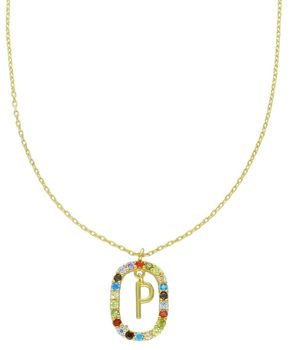 Naszyjnik srebrny pozłacany NSP6471-PZ – ankier z zawieszką i literką P, próba 925 P.jpg