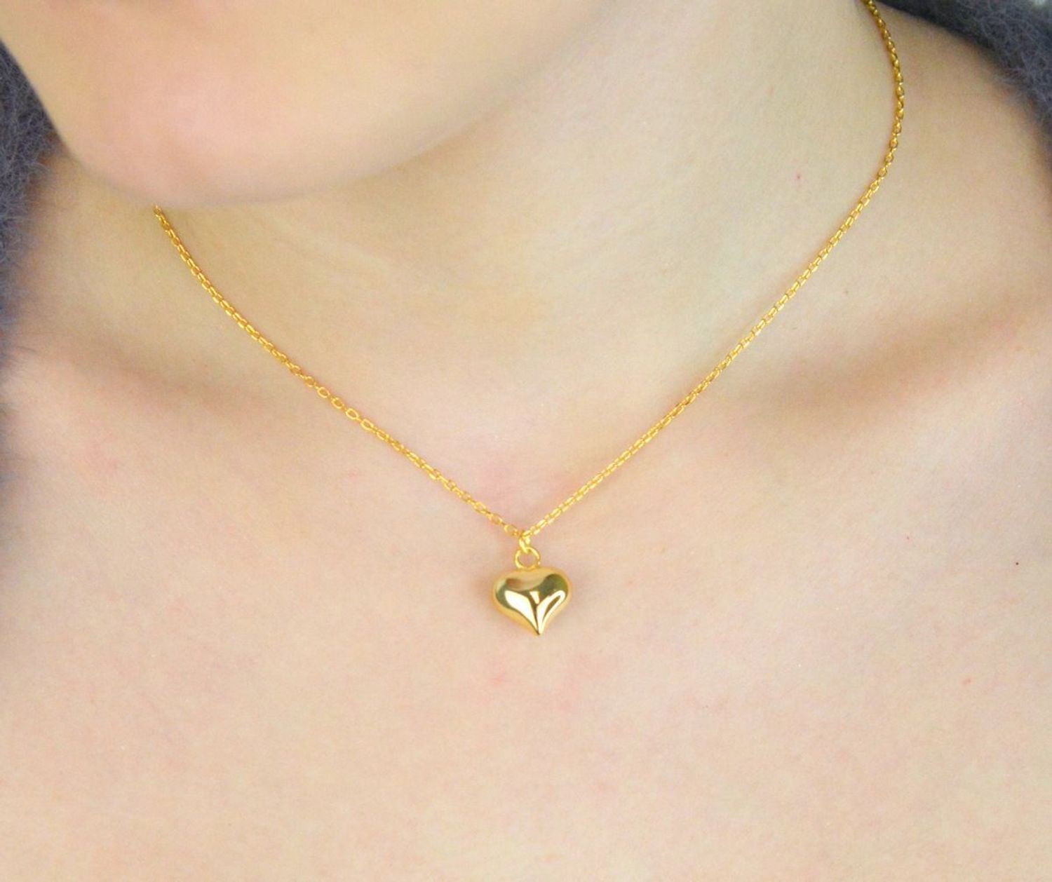 Naszyjnik srebrny pozłacany NSP6587Z – ankier z gładkim serduszkiem, próba 925 lve.jpg