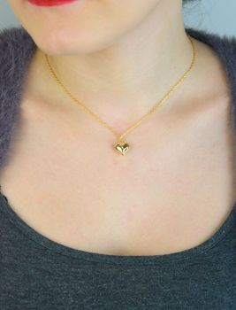 Elegancki naszyjnik damski srebrny pozłacany NSP6587Z 💖 łańcuszek ankier z gładkim serduszkiem 1,2 cm x 1,0 cm. Srebro próby 925, długość 40 cm + 5 cm przedłużka. Subtelna biżuteria idealna na prezent dla kobiety! (2).JPG