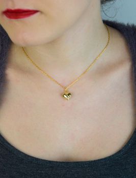 Elegancki naszyjnik damski srebrny pozłacany NSP6587Z 💖 łańcuszek ankier z gładkim serduszkiem 1,2 cm x 1,0 cm. Srebro próby 925, długość 40 cm + 5 cm przedłużka. Subtelna biżuteria idealna na prezent dla kobiety! (4).JPG