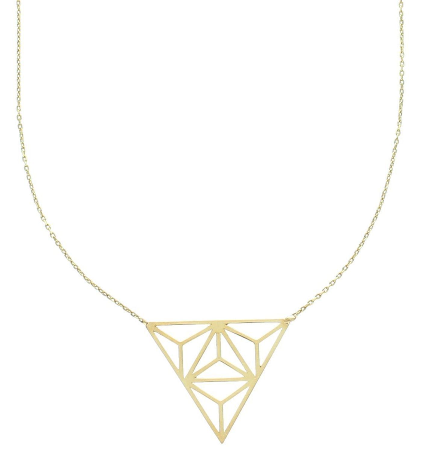 Złoty naszyjnik celebrytka z ażurowym trójkątem 333- NSZ-000000-004-333. Naszyjnik damski wykonany z żółtego złota o subtelnym wzorze. Damska złota biżuteria o formie  celebrytki łączącej 1.jpg