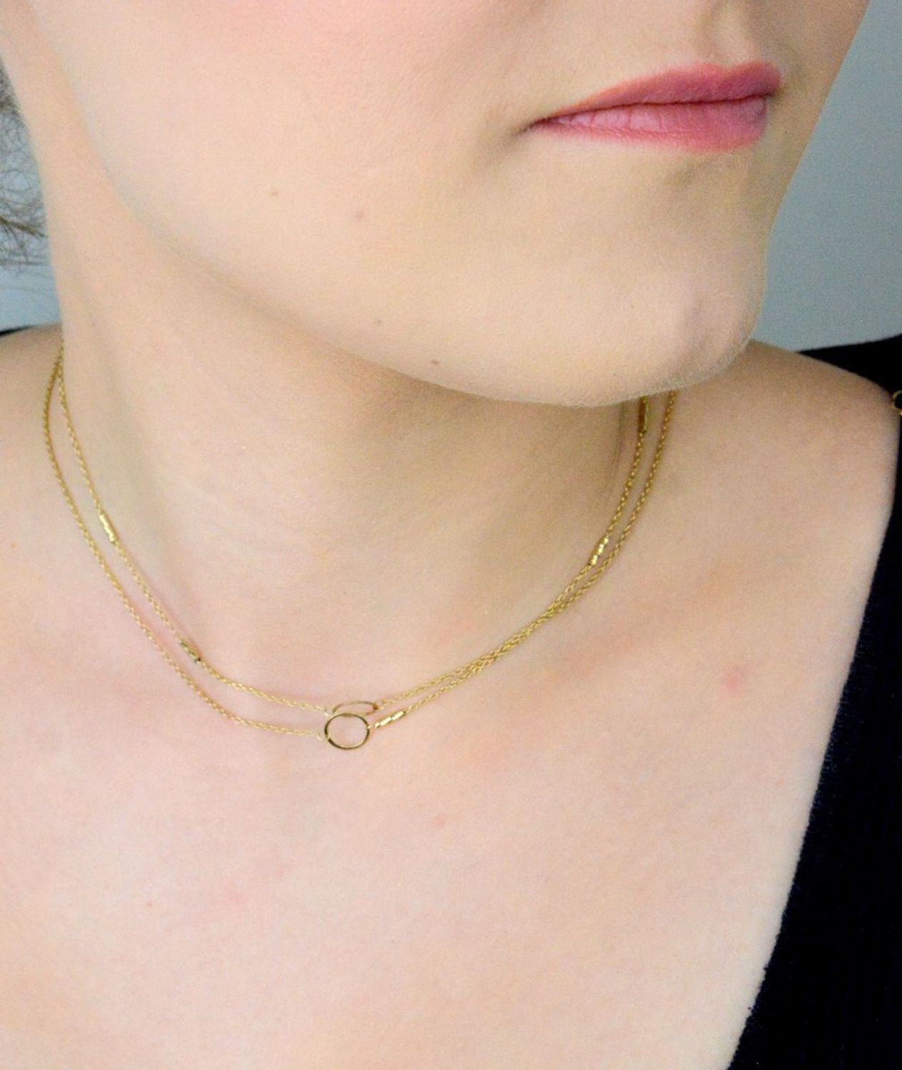 Złoty długi naszyjnik celebrytka puste kółka 333- NSZ-000000-010-333.  Naszyjnik celebrytka puste kółeczka wykonany z 8-karatowego złota. 1.jpg