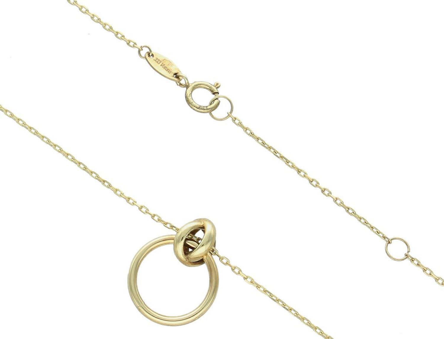 Naszyjnik złoty damski  z kółkiem i małym supełkiem 333 - NSZ-000000-023-333. Naszyjnik damski wykonany z żółtego złota o subtelnym wzorze.1.jpg