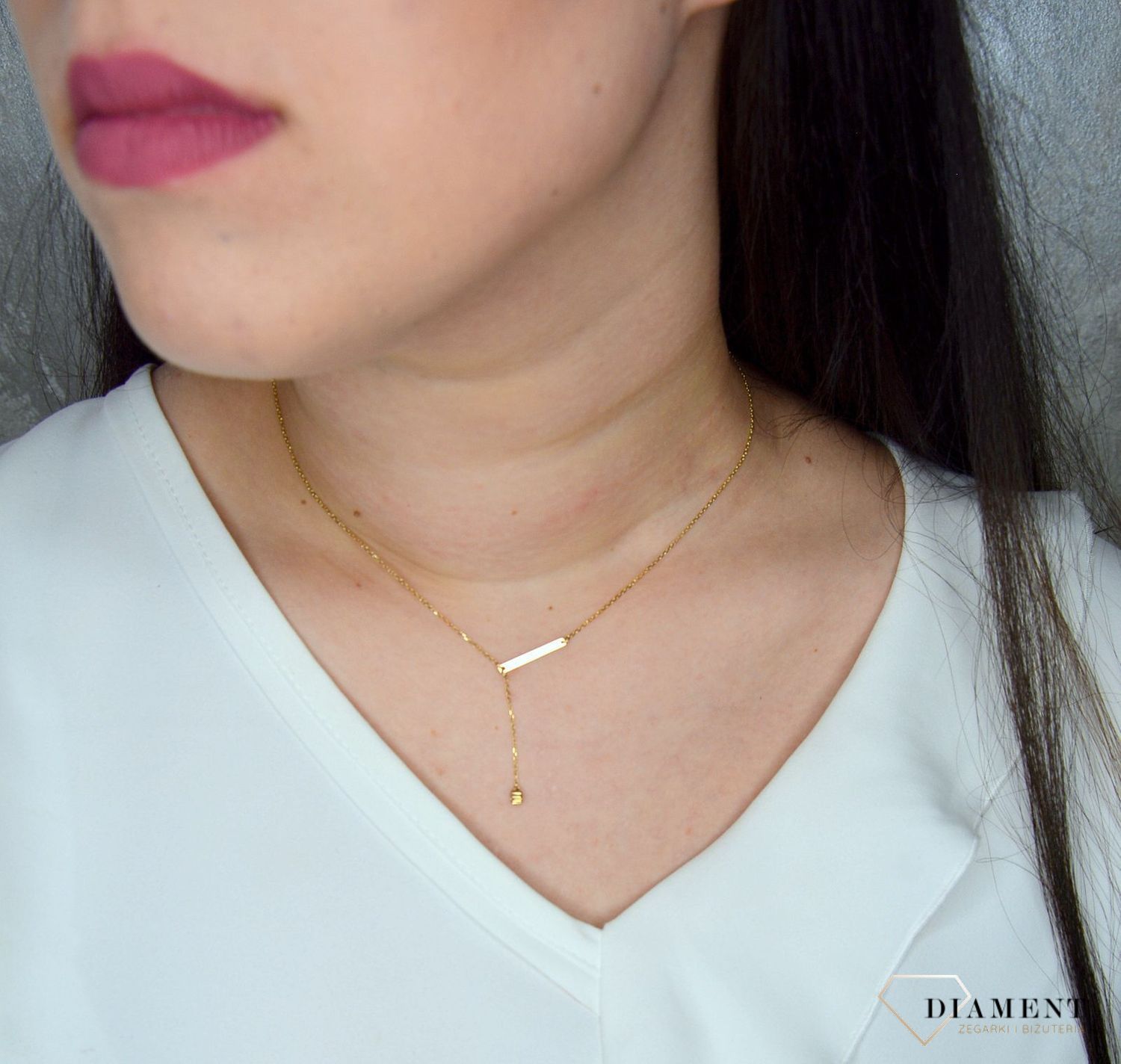 Złoty naszyjnik celebrytka 333 blaszka z cyrkonią wiszącą  NSZ-000000-024-333.jpg