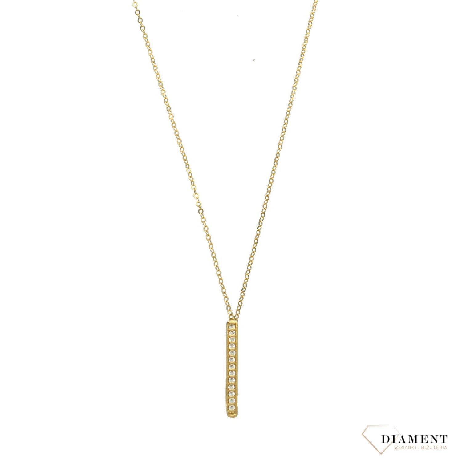 Złoty naszyjnik celebrytka 585 patyczek z cyrkonią v.jpg