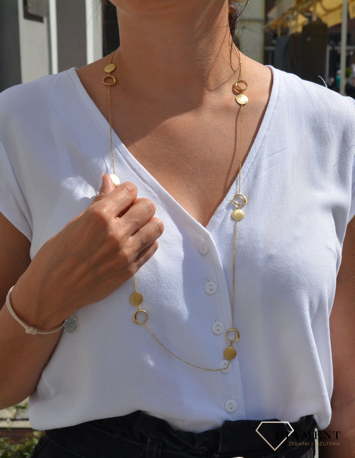 Złoty naszyjnik długi 585 'matowe kółka'.jpg