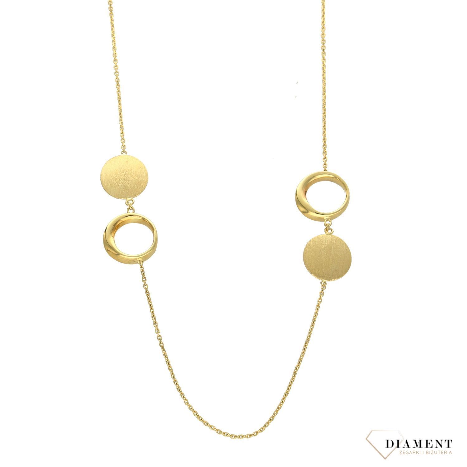 Złoty naszyjnik długi 585 'matowe kółka'.jpg