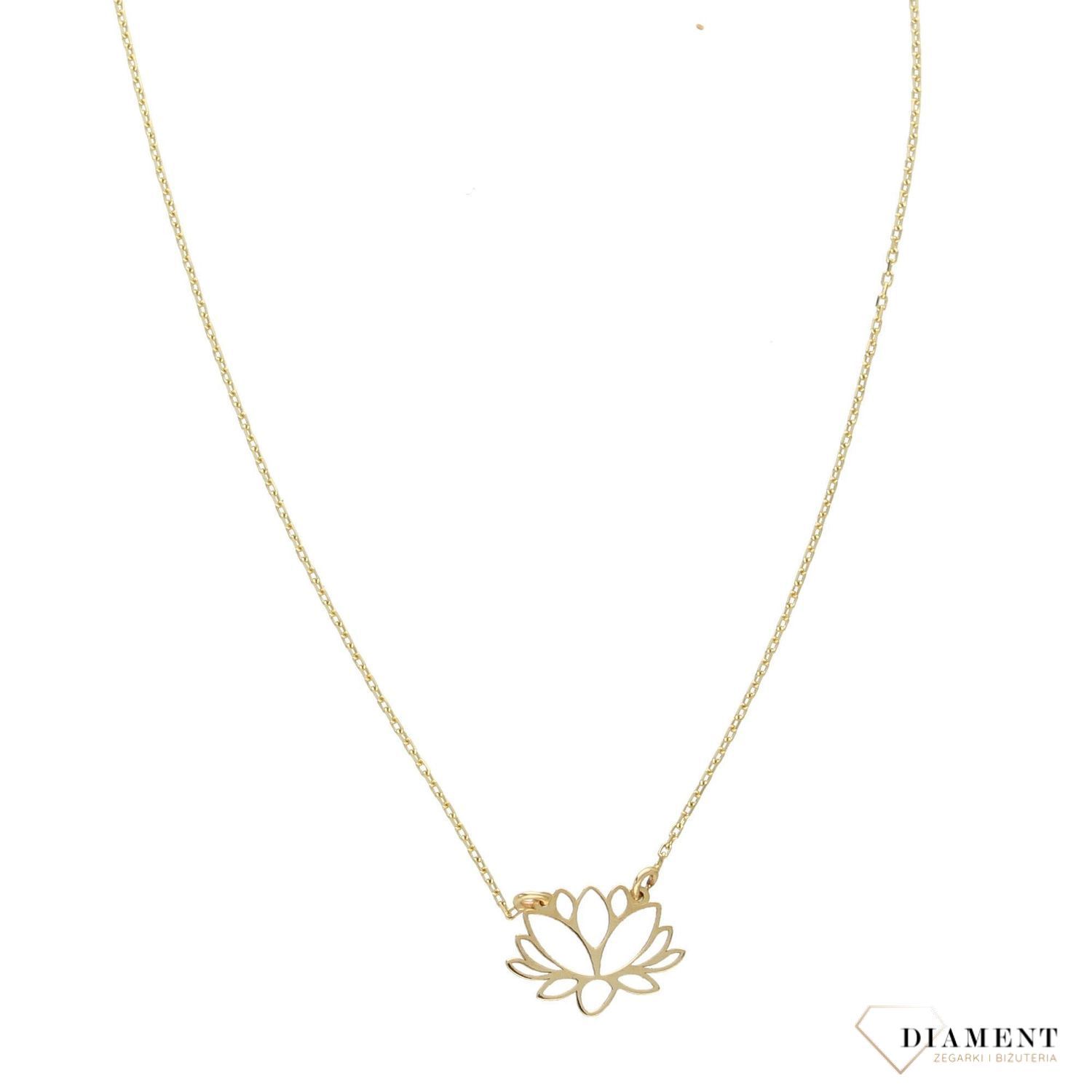 Naszyjnik złota celebrytka kwiat lotosu.jpg