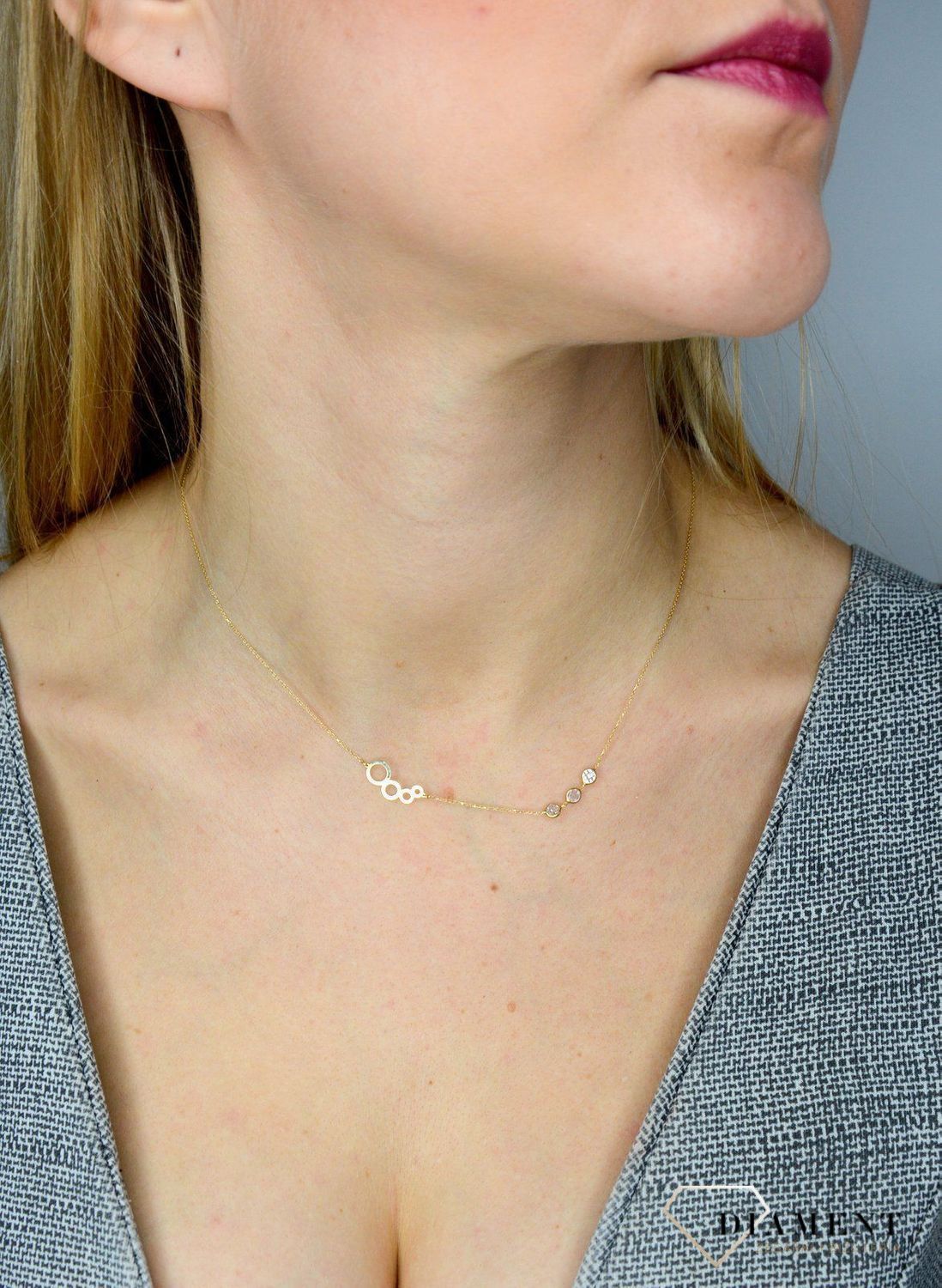 Naszyjnik złoty próby 585 z cyrkoniami NSZ-000000-037-585 Jest to idealny pomysł na prezent dla ukochanej, który został wykonany z wysokiej jakości 14-karatowego żółtego złota..jpg