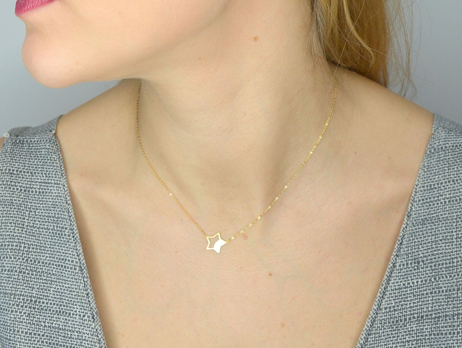 Złoty naszyjnik celebrytka 585 'Gwiazdka' NSZ-000000-047-585.jpg