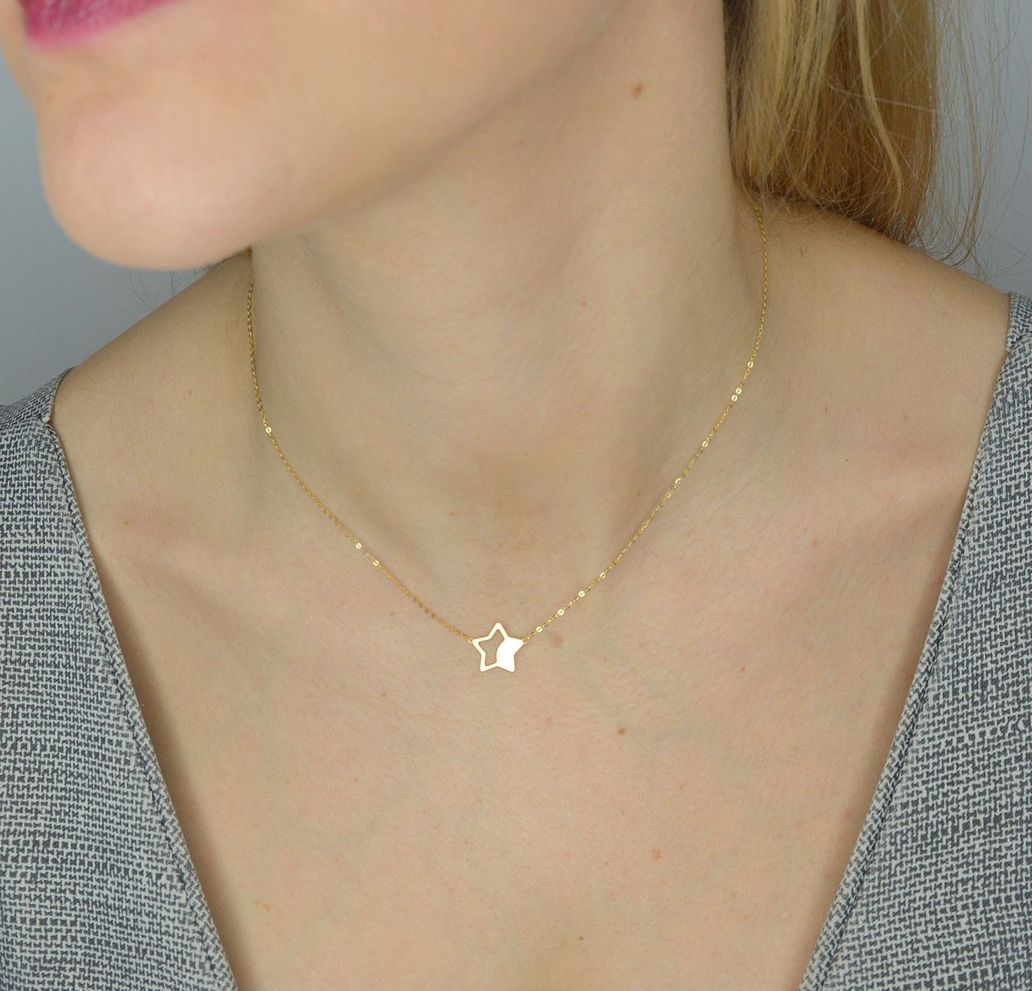 Złoty naszyjnik celebrytka 585 'Gwiazdka' NSZ-000000-047-585.jpg