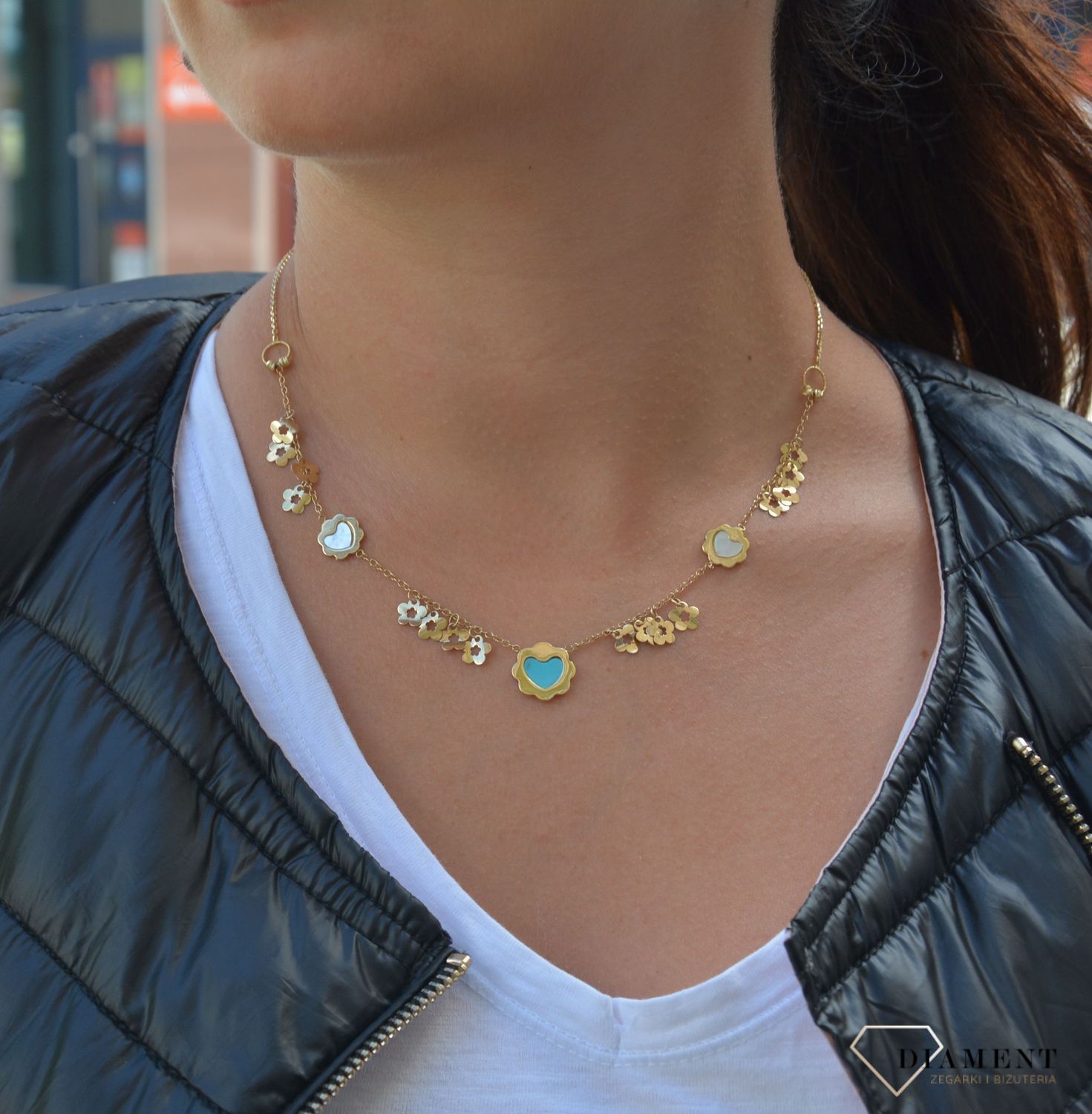 Naszyjnik złoty 585 serca i kwiaty.jpg
