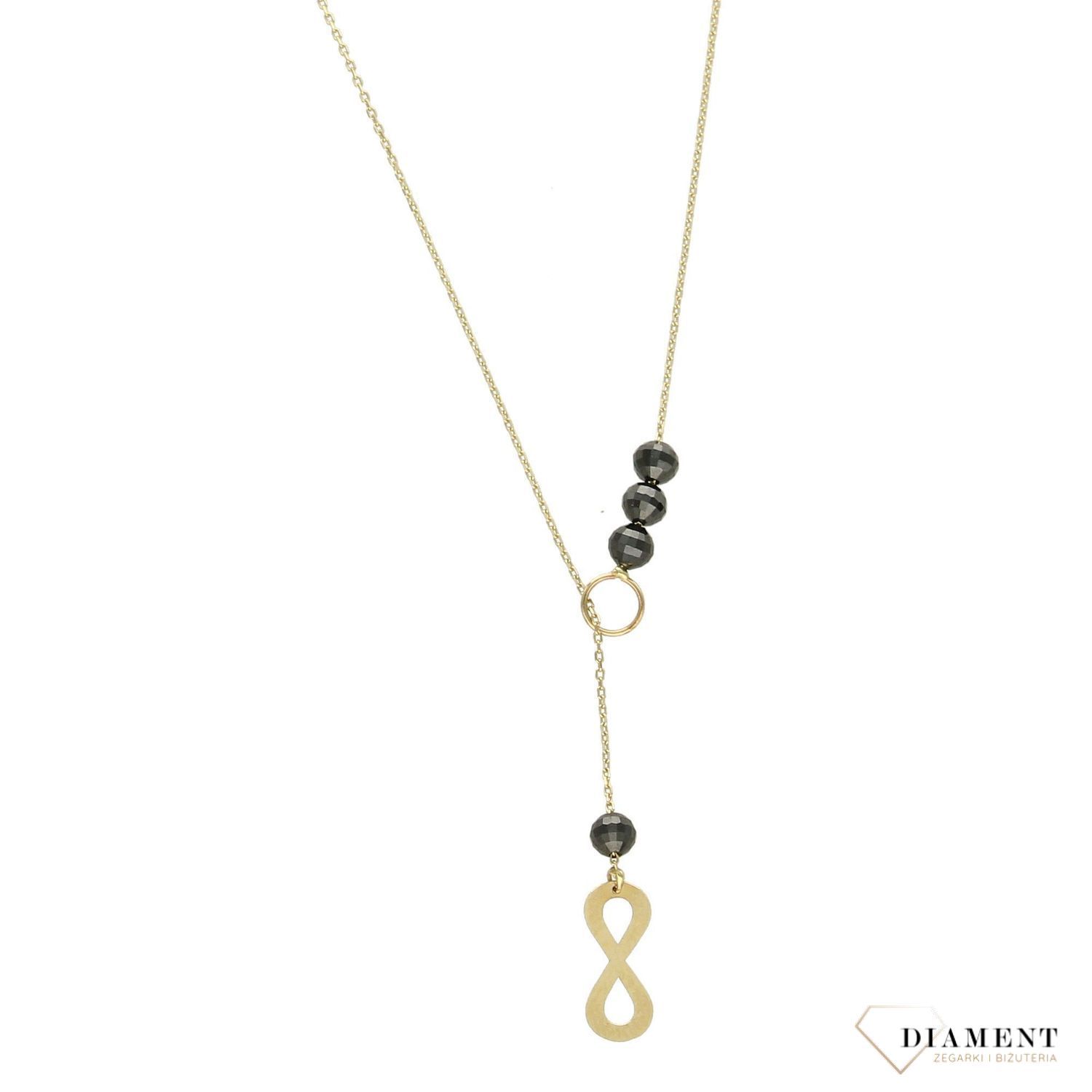 Naszyjnik złoty celebrytka 585 nieskończoność koraliki.xx1.jpg