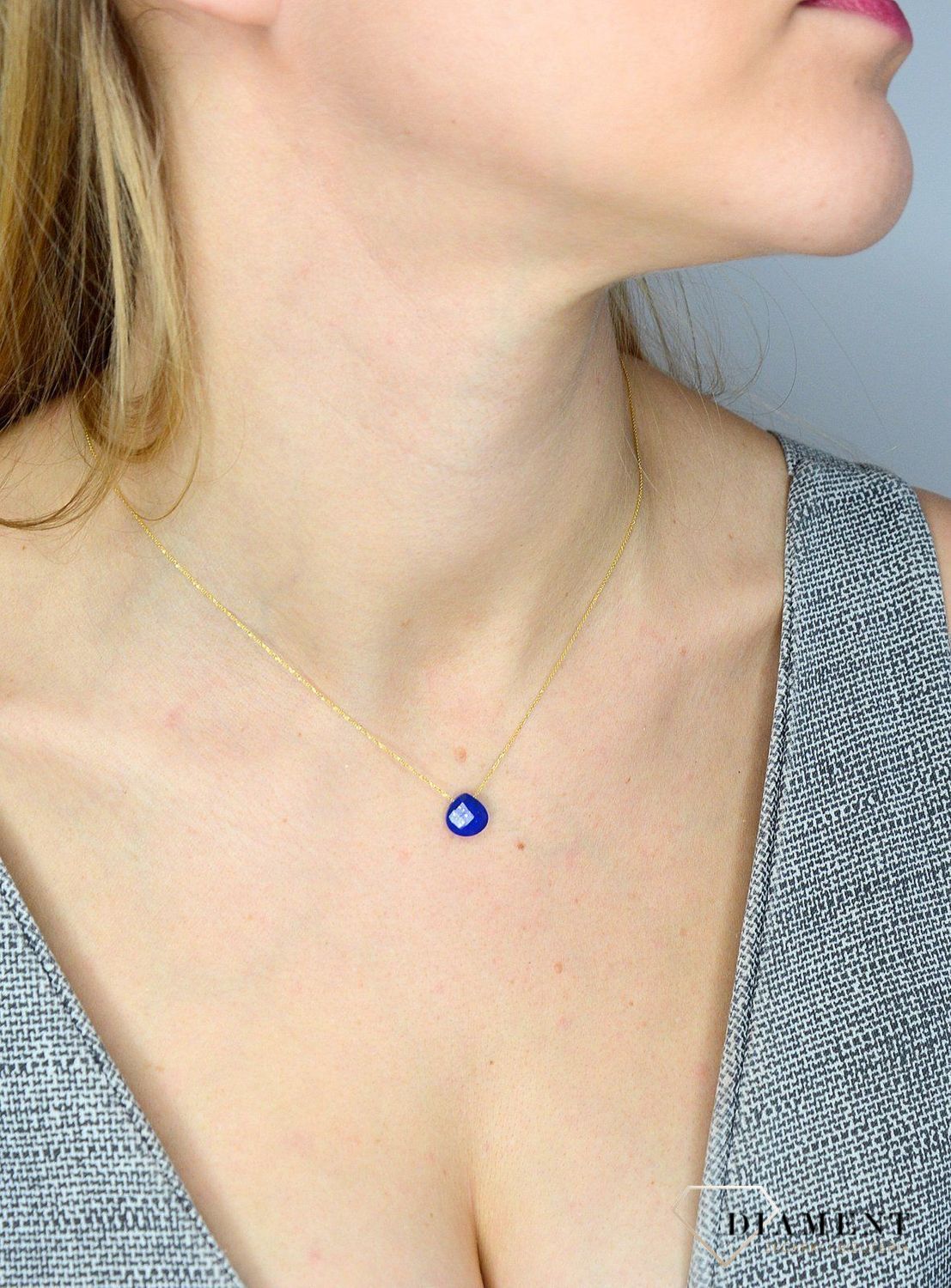 Naszyjnik złoty 585 z kamieniem lapis lazuli NSZ-000000-051-585 Prezent dla mamy, prezent dla ukochanej, wymarzony prezent ✓Złote Naszyjniki dla kobiet, idealny prezent dla kobiety..jpg