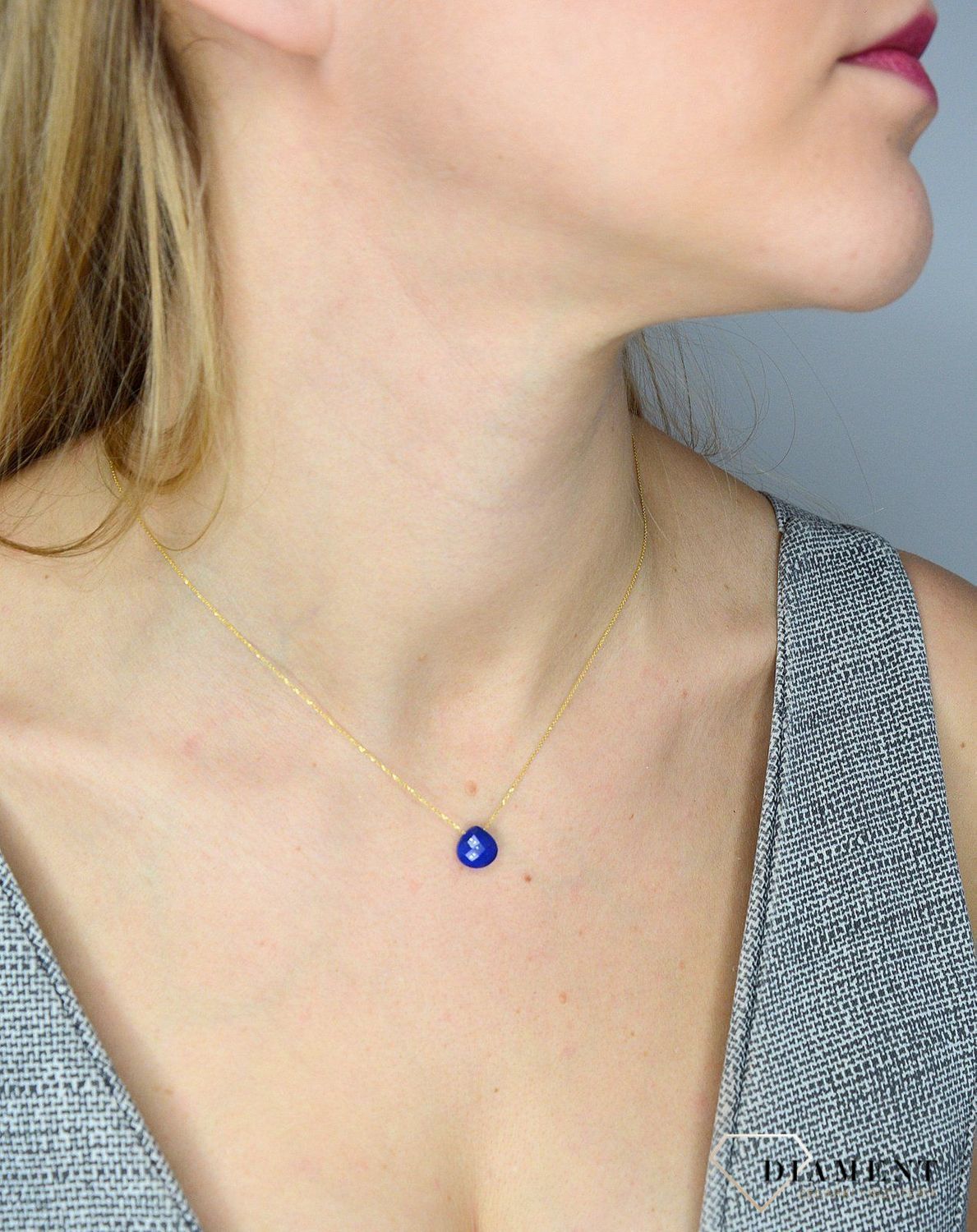 Naszyjnik złoty 585 z kamieniem lapis lazuli NSZ-000000-051-585 Prezent dla mamy, prezent dla ukochanej, wymarzony prezent ✓Złote Naszyjniki dla kobiet, idealny prezent dla kobiety..jpg