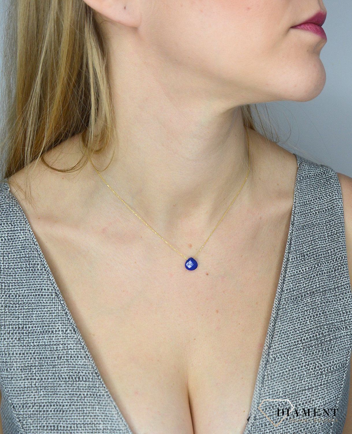 Naszyjnik złoty 585 z kamieniem lapis lazuli NSZ-000000-051-585 Prezent dla mamy, prezent dla ukochanej, wymarzony prezent ✓Złote Naszyjniki dla kobiet, idealny prezent dla kobiety..jpg
