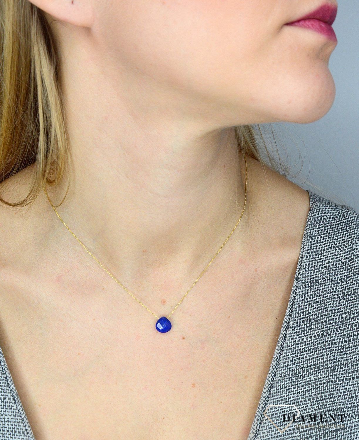 Naszyjnik złoty 585 z kamieniem lapis lazuli NSZ-000000-051-585 Prezent dla mamy, prezent dla ukochanej, wymarzony prezent ✓Złote Naszyjniki dla kobiet, idealny prezent dla kobiety..jpg