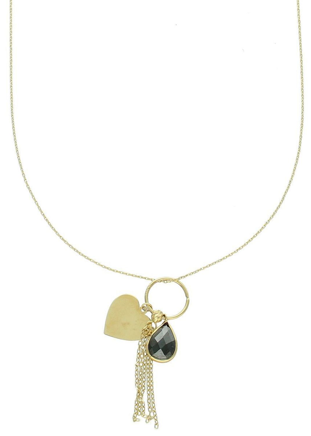 Złoty naszyjnik damski 585 z serduszkiem i czarną łezką. Niezwykle szykowny i delikatny naszyjnik wykonany z najwyższej jakości 14 –karatowego żółtego złota to elegancki dodatek do wielu 1.jpg