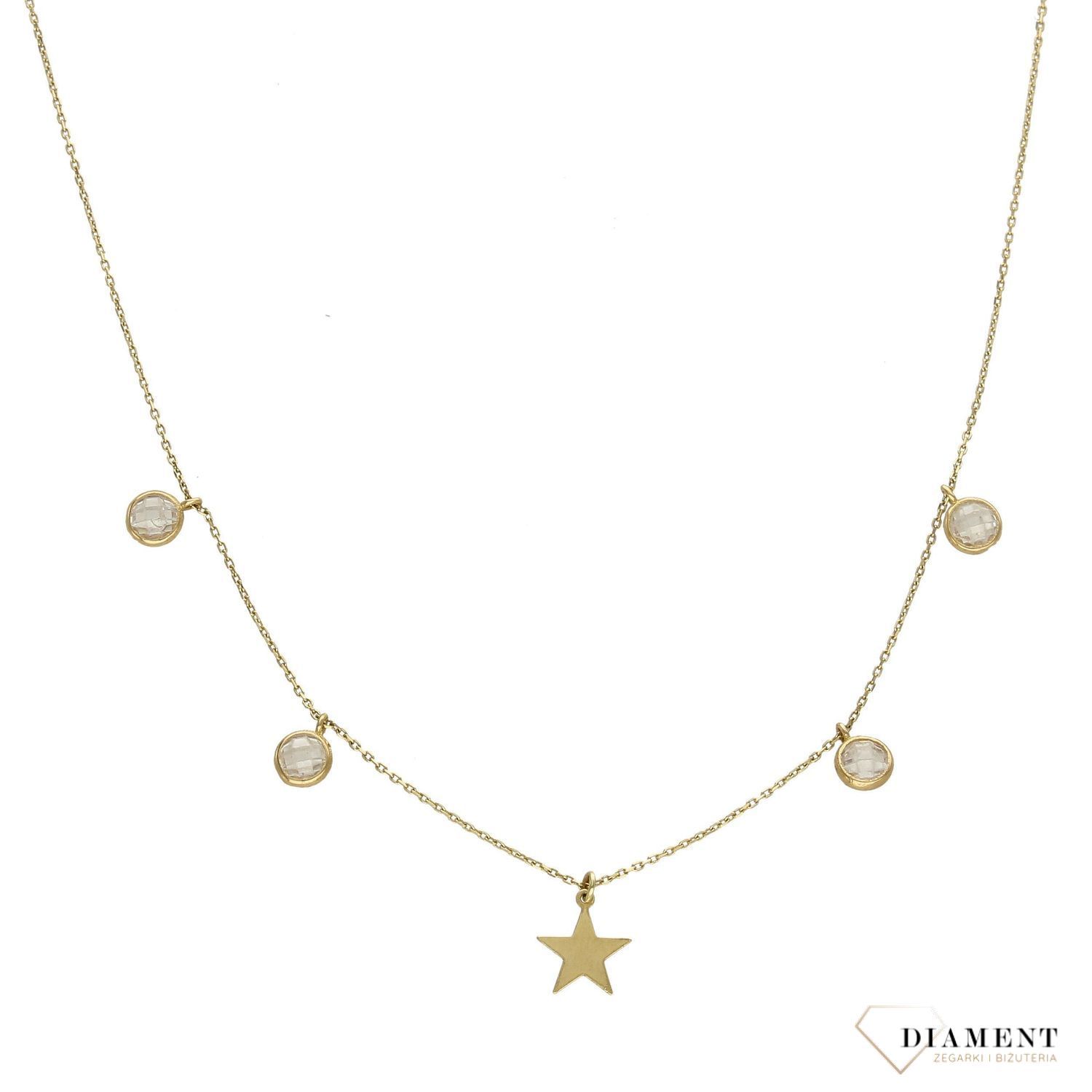 Naszyjnik złoty choker z gwiazdkami i cyrkoniami próby 585 NSZ-000000-063-585.jpg