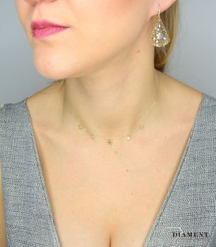 Naszyjnik złoty choker z gwiazdkami i cyrkoniami próby 585 NSZ-000000-063-585 ✓Złote Naszyjniki Damskie w Sklepie  (1).JPG