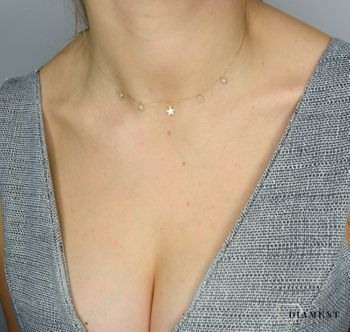 Naszyjnik złoty choker z gwiazdkami i cyrkoniami próby 585 NSZ-000000-063-585 ✓Złote Naszyjniki Damskie w Sklepie  (6).JPG