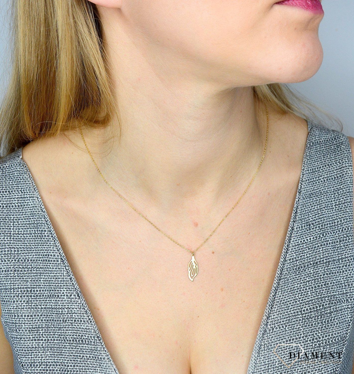 Naszyjnik złoty próby 585 listek NSZ-000000-077-585  ✓Złote Naszyjniki Damskie w Sklepie z Biżuterią zegarki-diament.pl✓ Piękne i Eleganckie Naszyjniki dla Kobiet✓.jpg