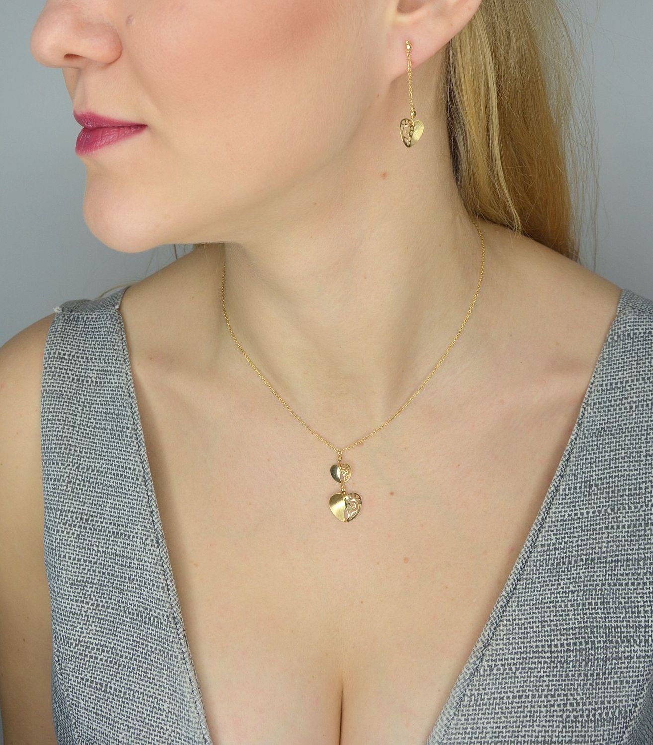 Złoty komplet biżuterii 585 ażurowe serca NSZ-000000-084-585.jpg