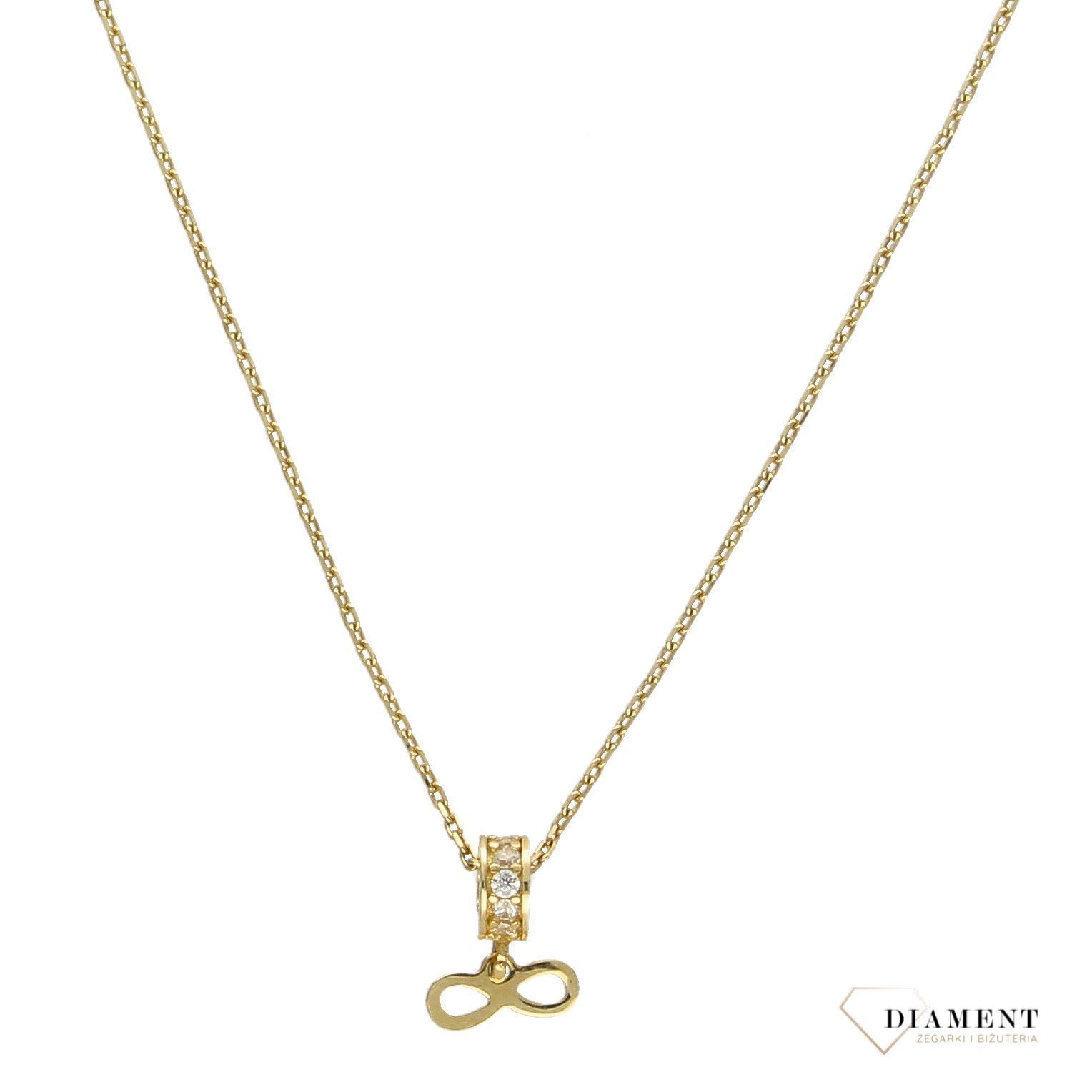 Złoty naszyjnik celebrytka 585 'wisząca nieskończoność' NSZ-000000-086-585.jpg
