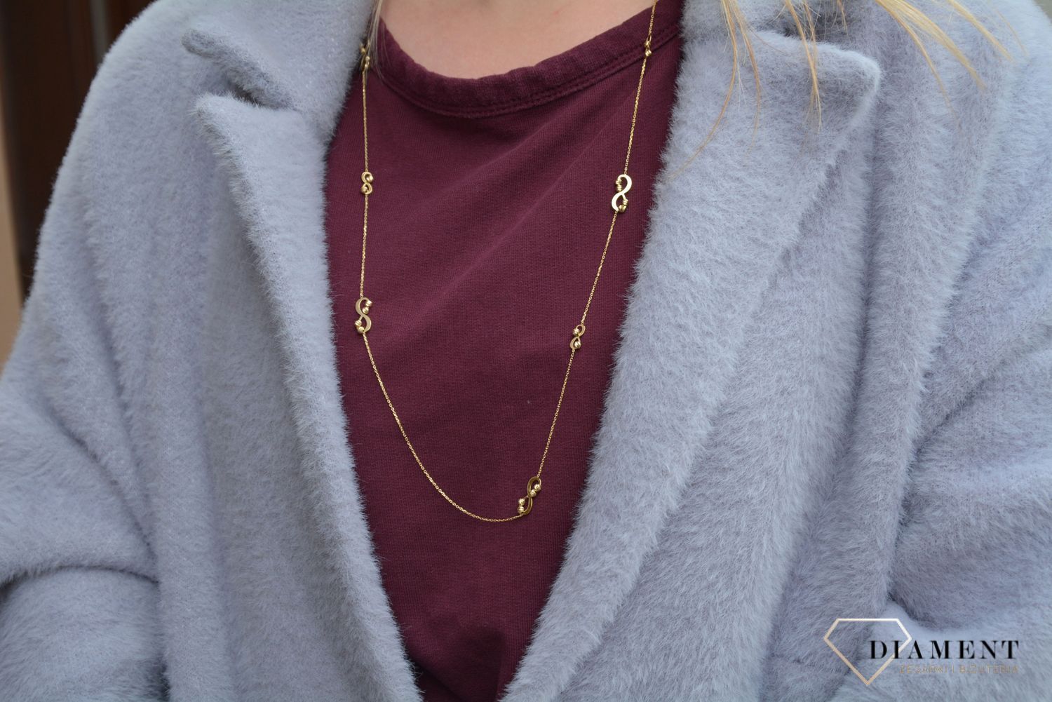 Złoty naszyjnik 585 nieskończoność koraliki NSZ-000000-092-585.jpg