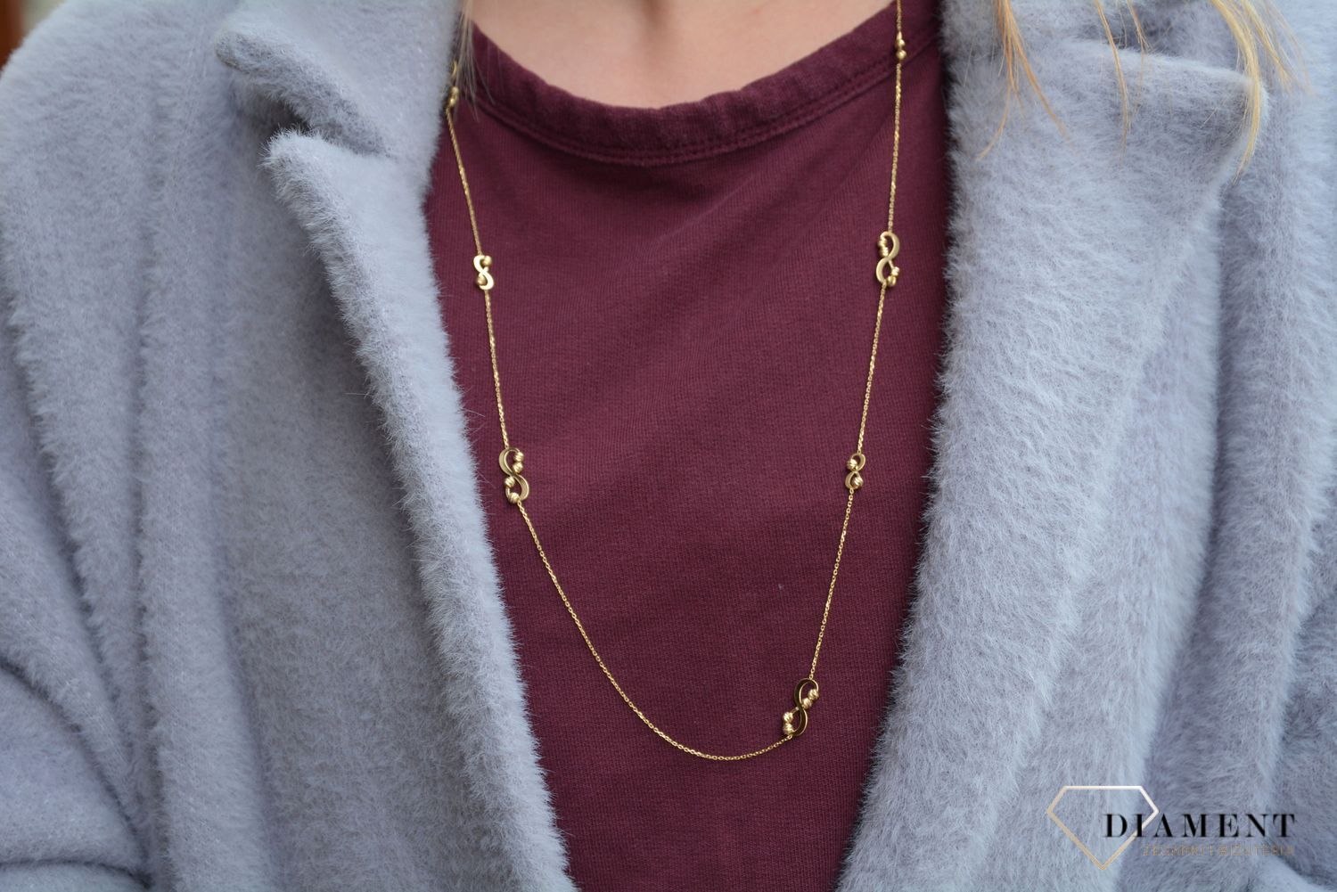 Złoty naszyjnik 585 nieskończoność koraliki NSZ-000000-092-585.jpg