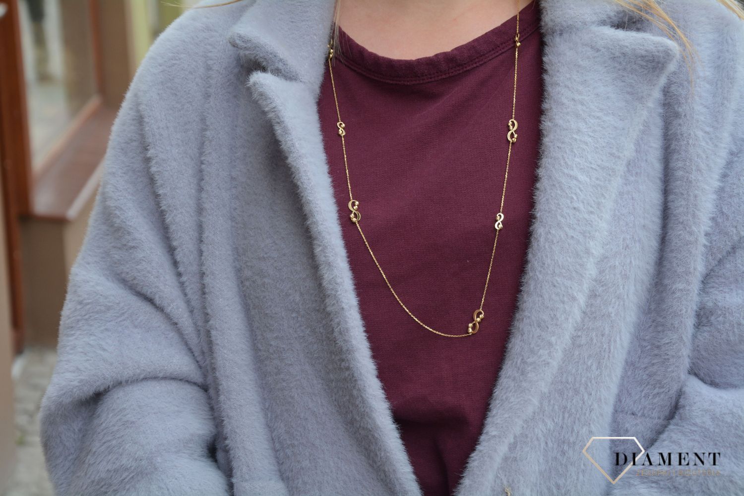 Złoty naszyjnik 585 nieskończoność koraliki NSZ-000000-092-585.jpg