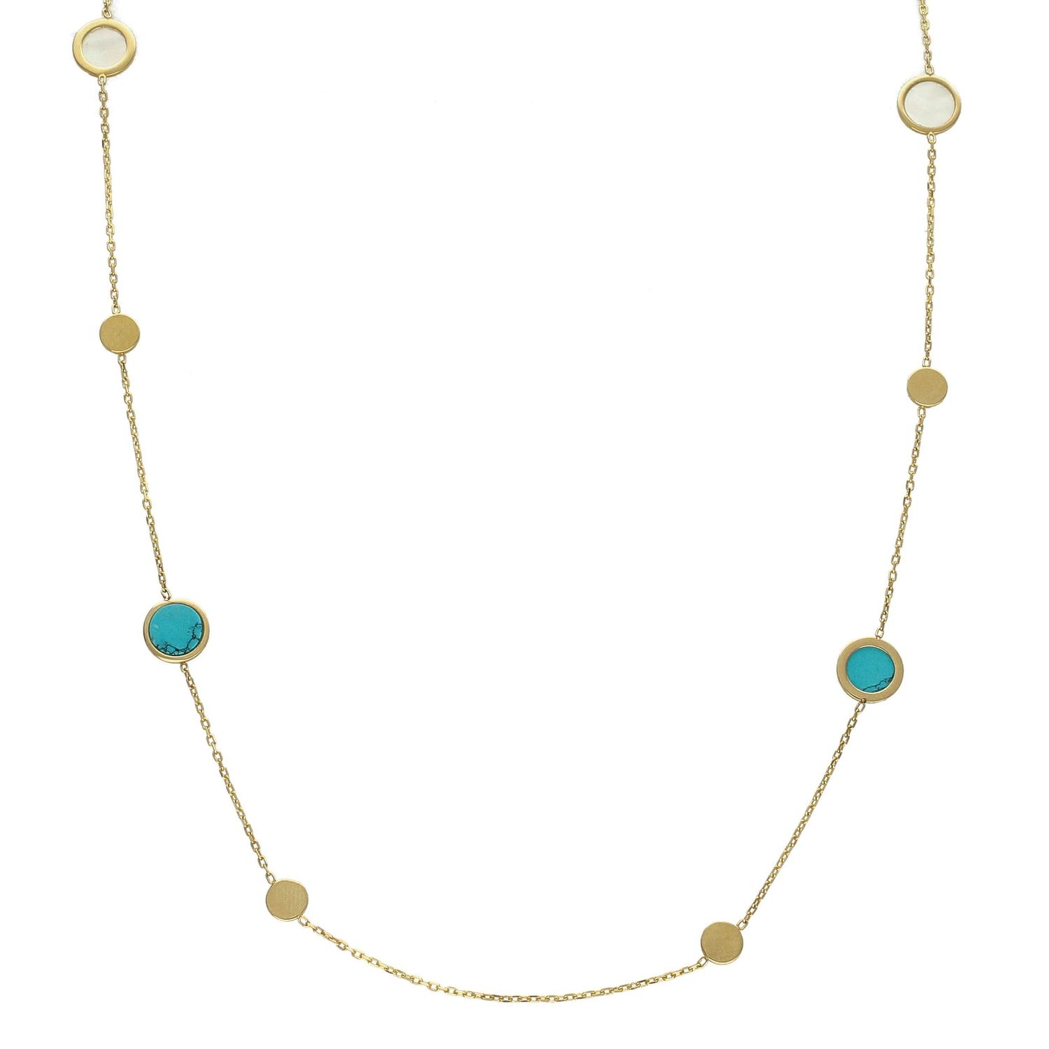 Naszyjnik złoty długi blaszki turkus i masa perłowa NSZ-000000-100-585.jpg