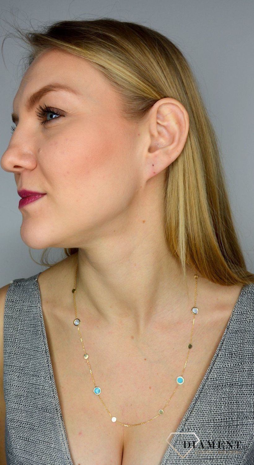 Naszyjnik złoty długi blaszki turkus i masa perłowa NSZ-000000-100-585.jpg