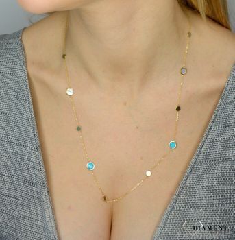 Naszyjnik złoty turkus i masa perłowa NSZ-000000-100-585  ✓Złote Naszyjniki Damskie w Sklepie z Biżuterią zegarki-diament.pl✓ Piękne i Eleganckie Naszyjniki dla Kobiet✓ (3).JPG