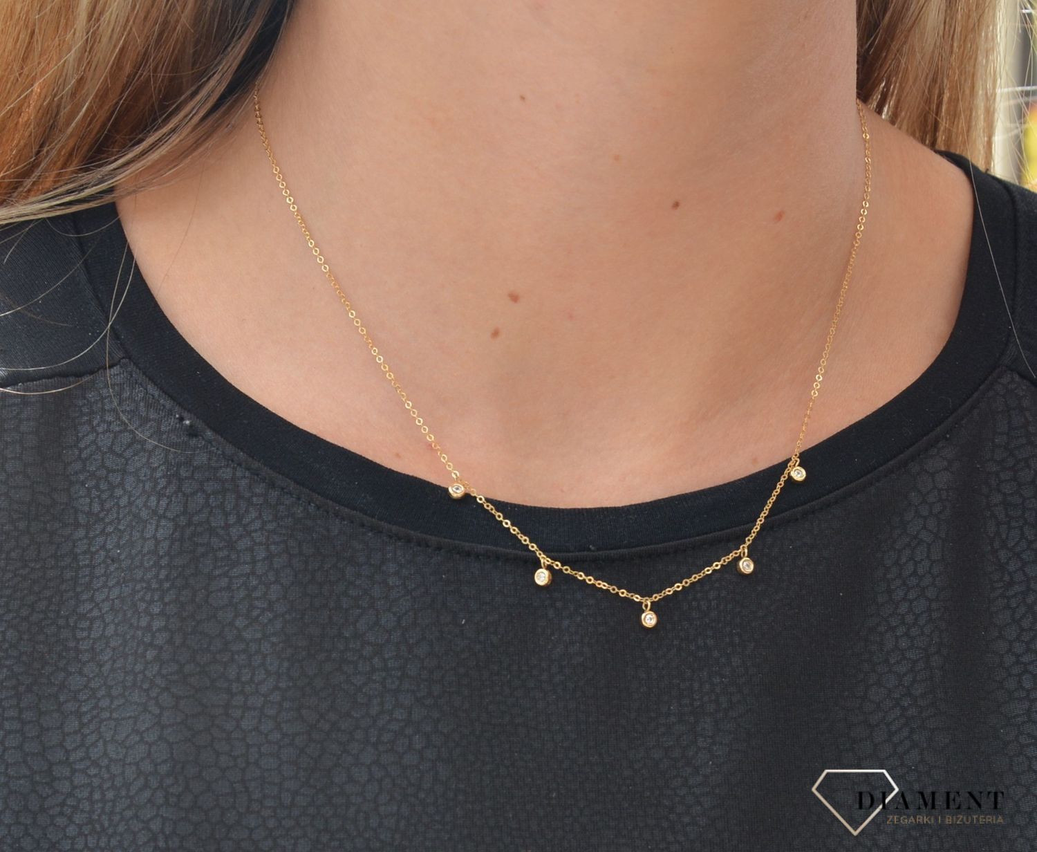 Naszyjnik celebrytka 585 wiszące cyrkonie NSZ-000000-107-585.jpg