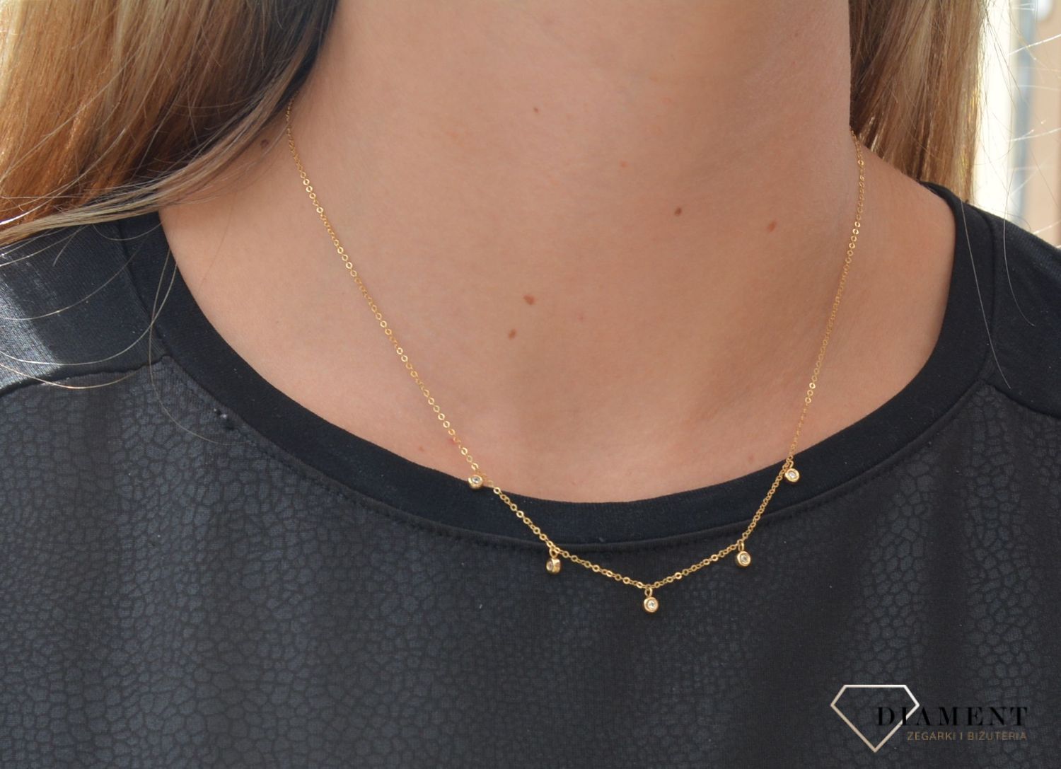 Naszyjnik celebrytka 585 wiszące cyrkonie NSZ-000000-107-585.jpg